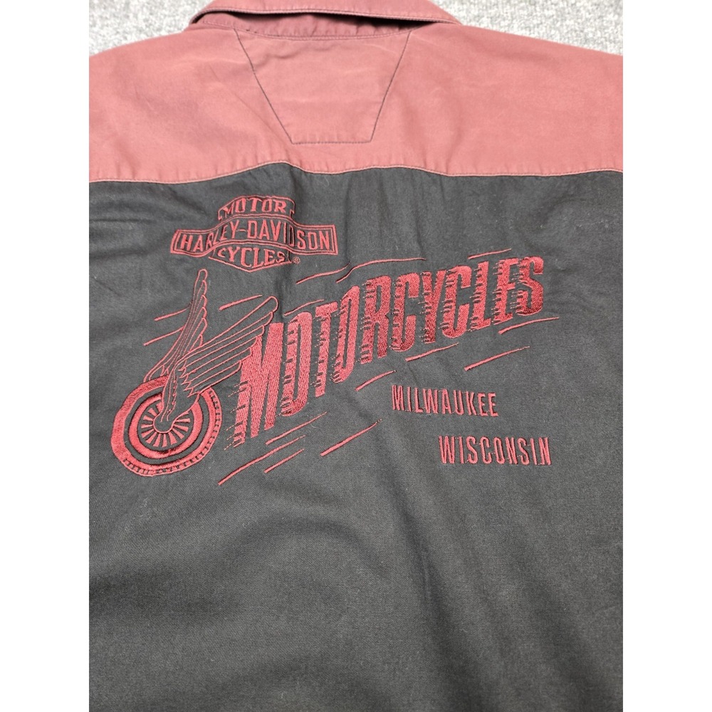 Harley Davidson Motorcycles Milwaukee Wisconsin Garage Shirt XL Black Burgundy